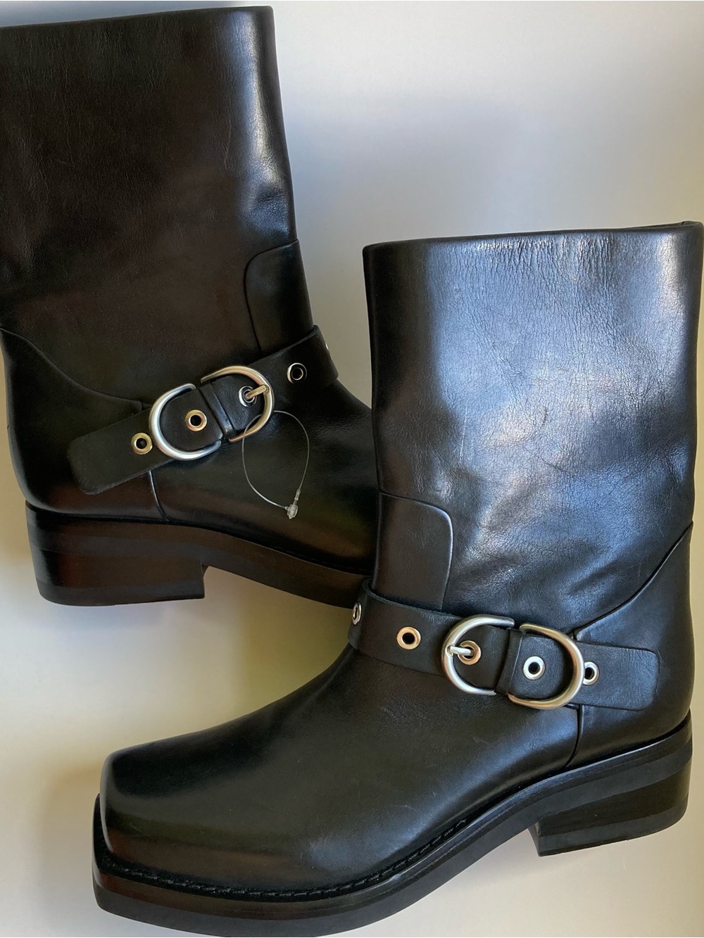 Rag & Bone Jax Black Leather Square Toe Chunky Moto Buckle Boots, NWOB Sz 39.5/9 - Picture 6 of 16